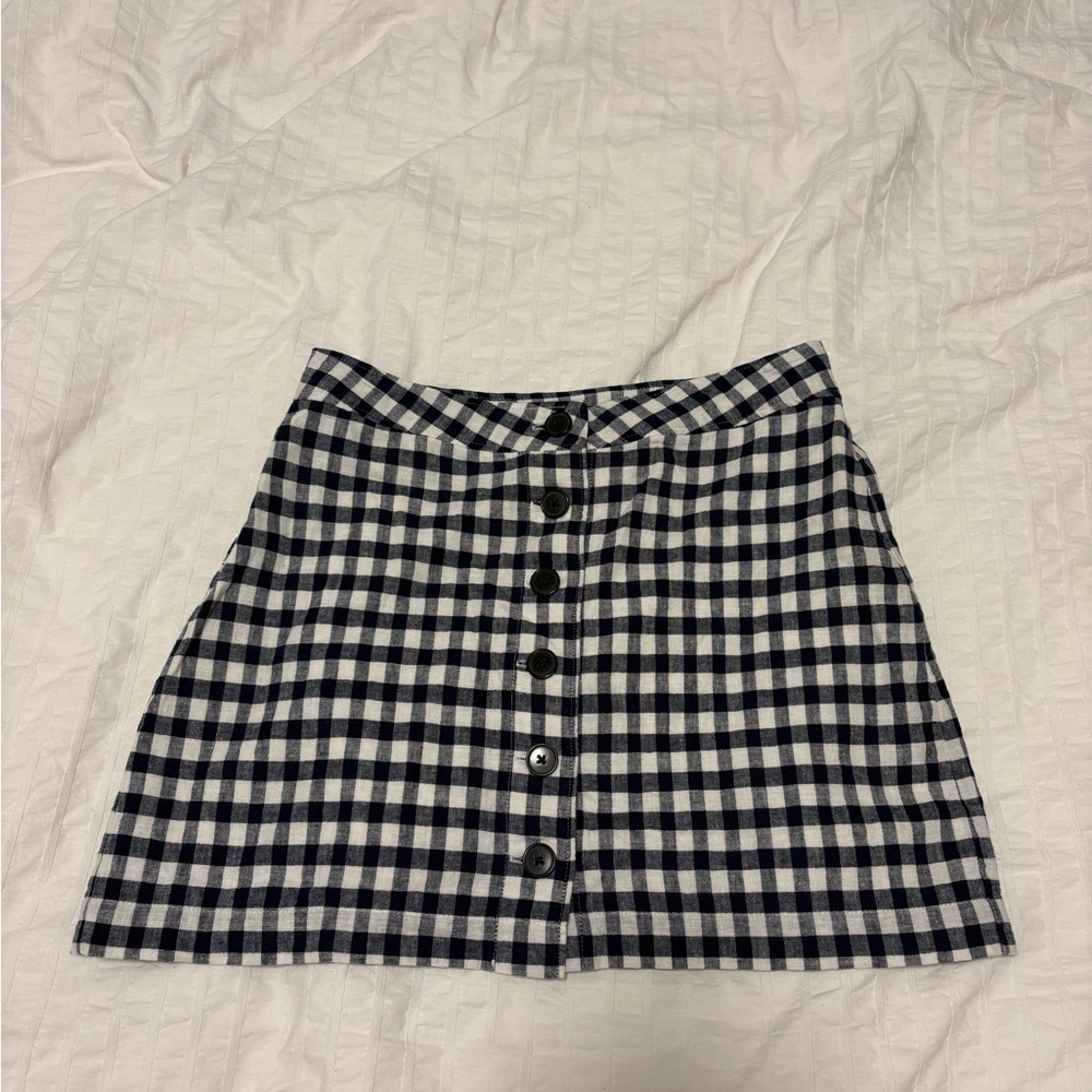 Sunday Best Black and White Gingham Button-Front Mini Skirt